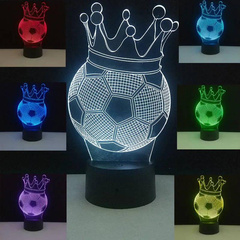 Светодиодная лампа Корона Футбол 3D сенсорный переключатель настольная футбол
