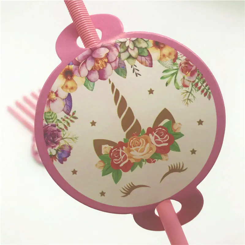 High Quality Pink Unicorn Theme Cup Plate Napkin Anniversary Straw Child Birthday Party Tablecover Decoration Supply 61Pcs/Lot | Дом и сад