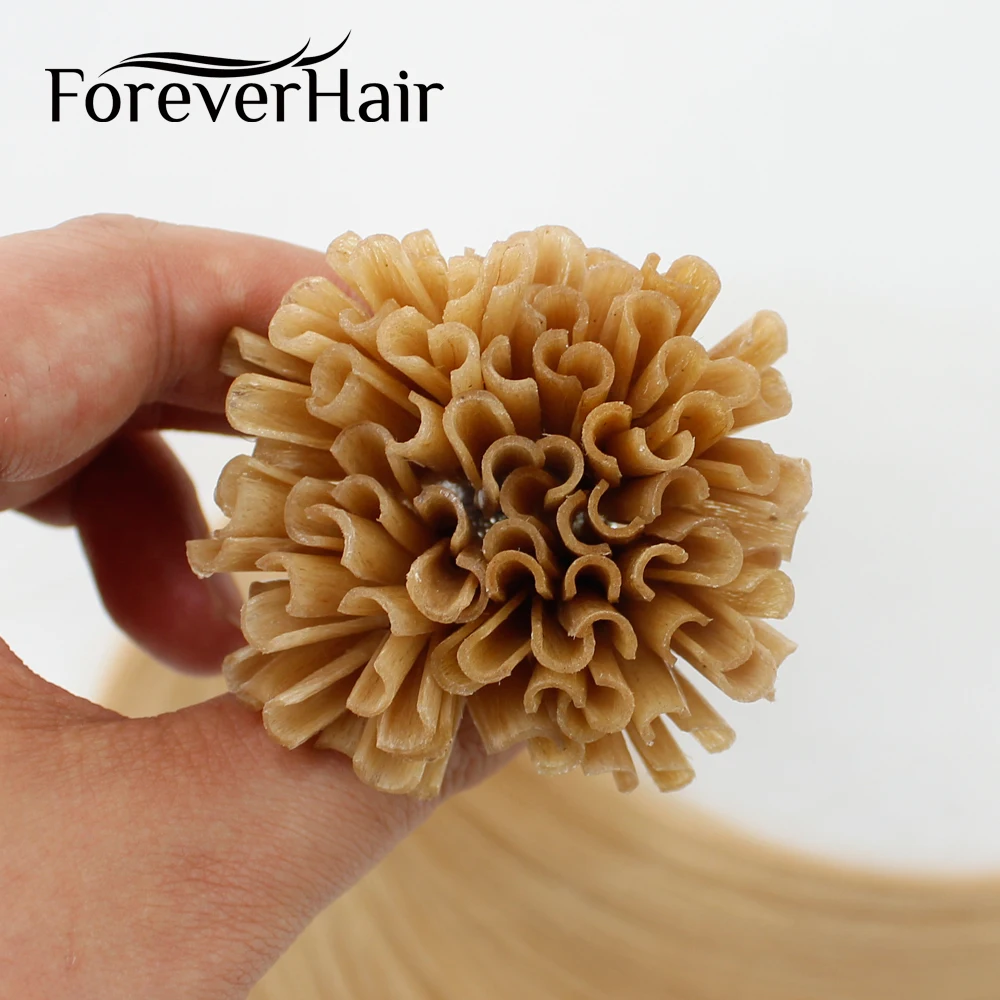 FOREVER HAIR 0,8 г/локон 1" 18" 2" Remy накладные человеческие волосы для наращивания, европейские человеческие кератиновые u-образные накладные волосы, 50 шт