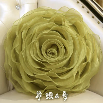 40 см круглая органза Роза Подушка с наполнением ручной работы диск-Цветочная Подушка Диван Кровать Дом Автомобиль комната Dec FG598