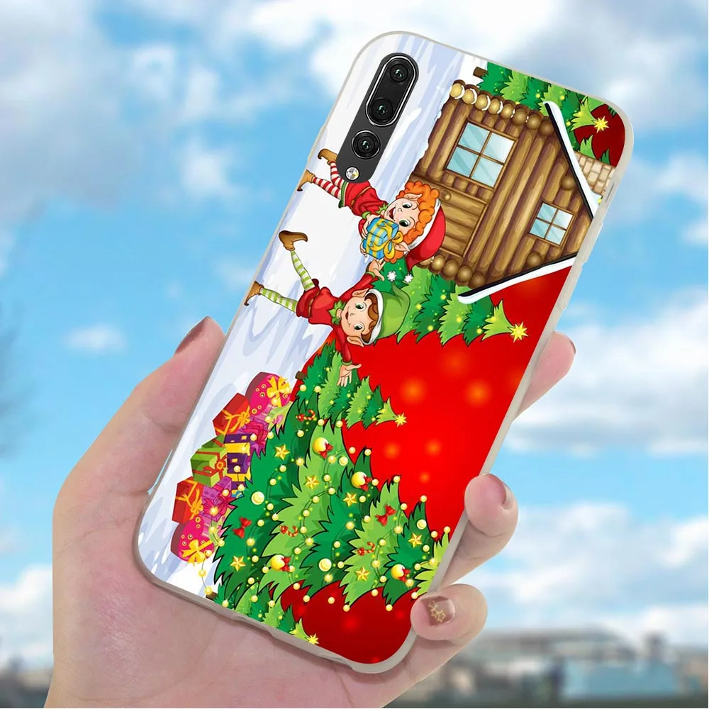 Мягкий новогодний чехол из ТПУ для телефона Huawei Honor 6A 10 8 9 Lite 7A Pro 7X 7C Y6 Prime Nova 3