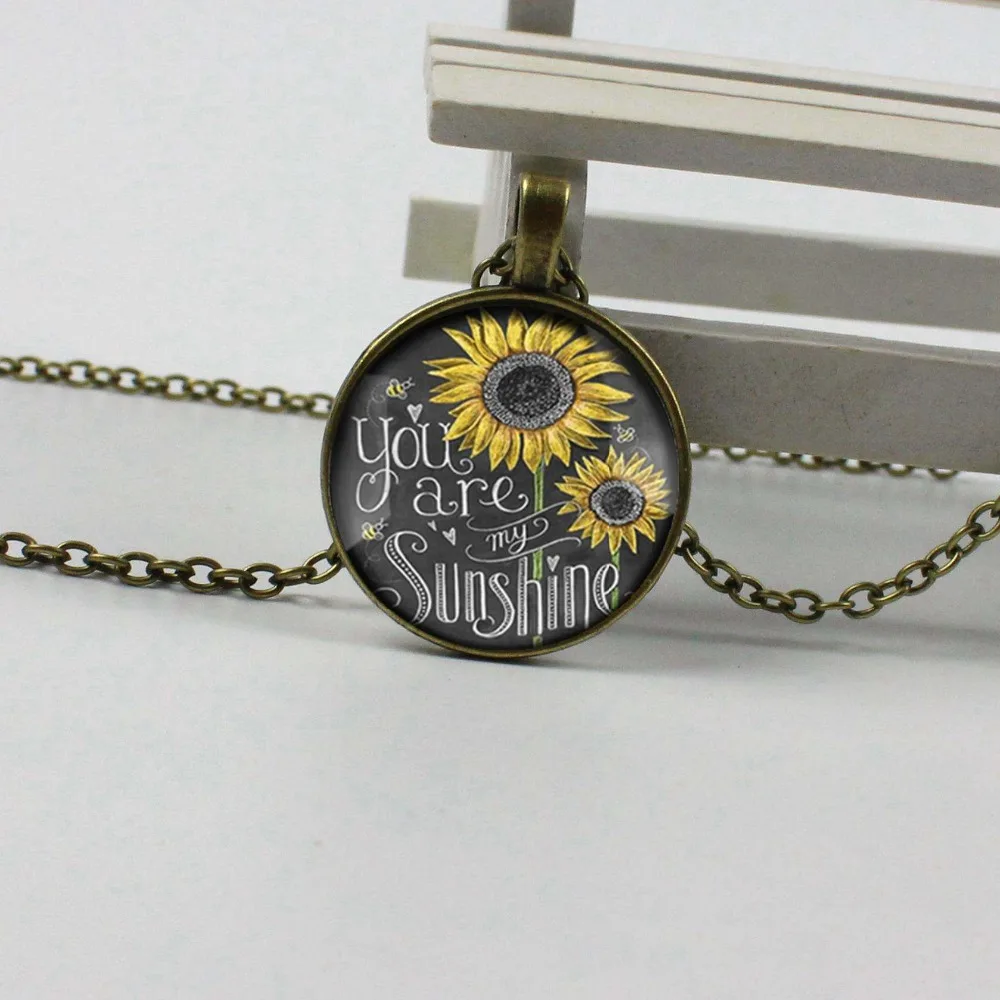 2018 ожерелье из подсолнечника в винтажном стиле для женщин You are my Sun Glass Bronze