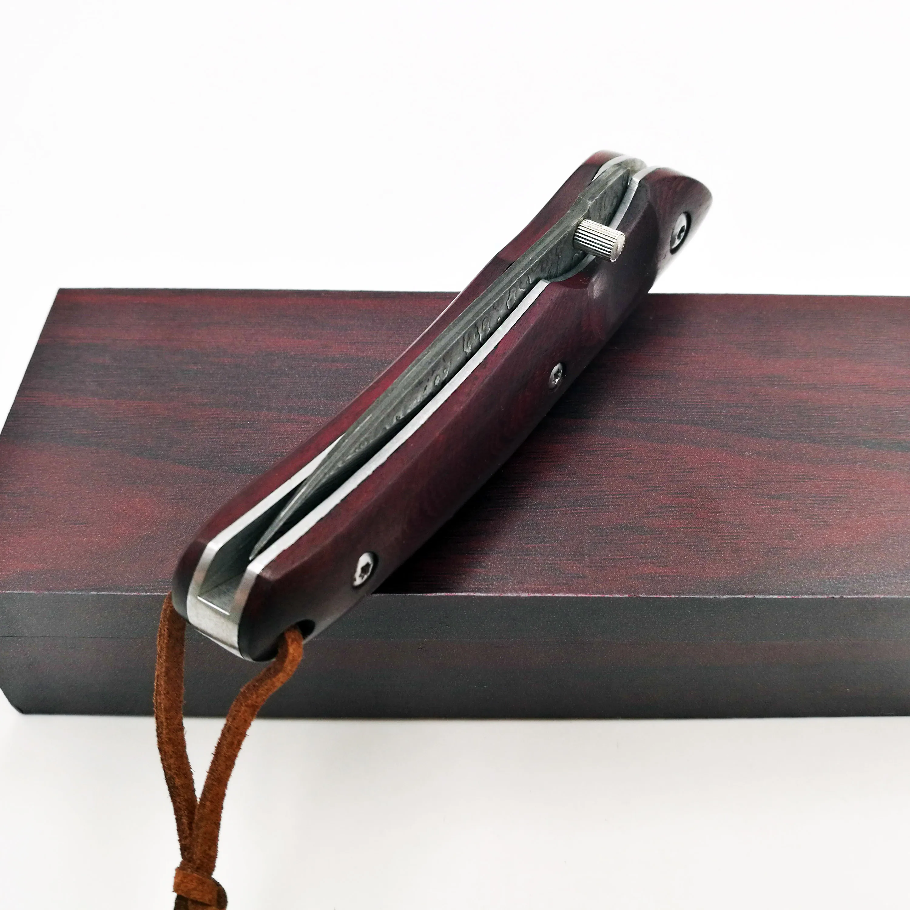 Карманный складной нож дамасское лезвие палисандр ручка для кемпинга выживания