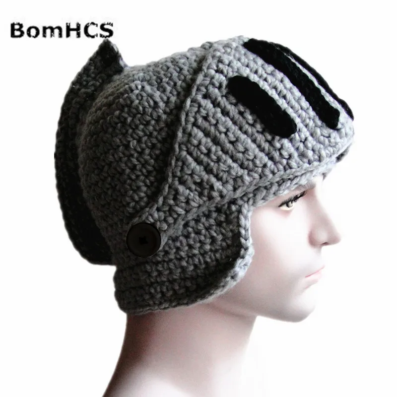 BomHCS мужской теплый кабель ручной работы вязаная шапка воин шлем шляпа Кепка с