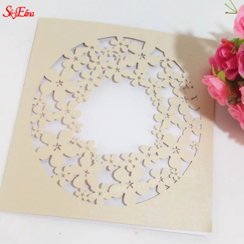 10 шт./лот Цветочные Полые лазерные свадебные пригласительные открытки жениха и