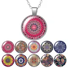 Красивые узоры цветы круглый стеклянный кабошон фото кулон ожерелье Женские Ювелирные изделия вечерние ринки подарок на день рождения 50 см ZB0464