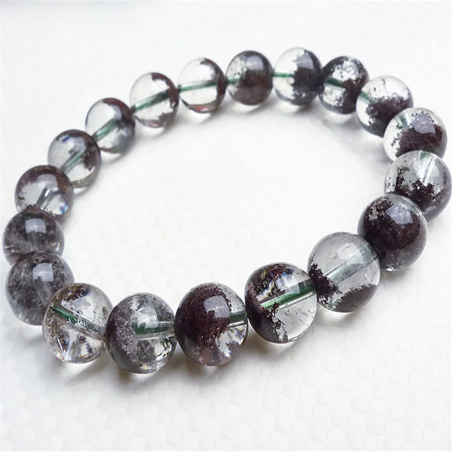 

2018 Newly 11mm Genuine Natural Red Phantom Quartz Crystal Round Bead Fashion Jewelry Stretch Charm Bracelet Femme Free Shipping
