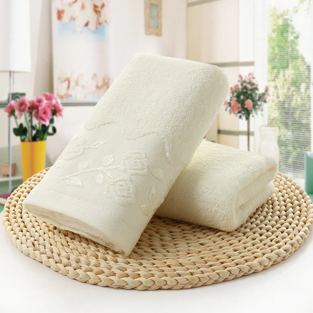 Новинка Лидер продаж однотонное Мягкое хлопковое полотенце с вышитым цветком