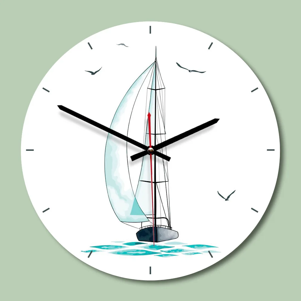 Настенные часы из акрила и дерева креативные кварцевые украшения для гостиной 12