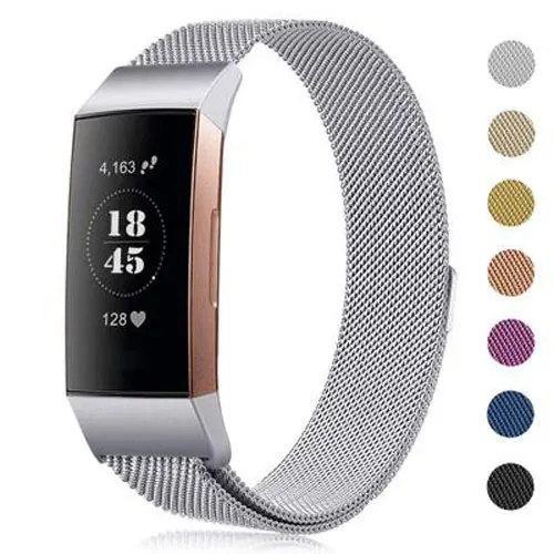 10 цветов Миланская петля заменить ремешок для Fitbit charge 3 часы браслет из нержавеющей стали ремень спортивный браслет для смарт-часов - Цвет: Silver