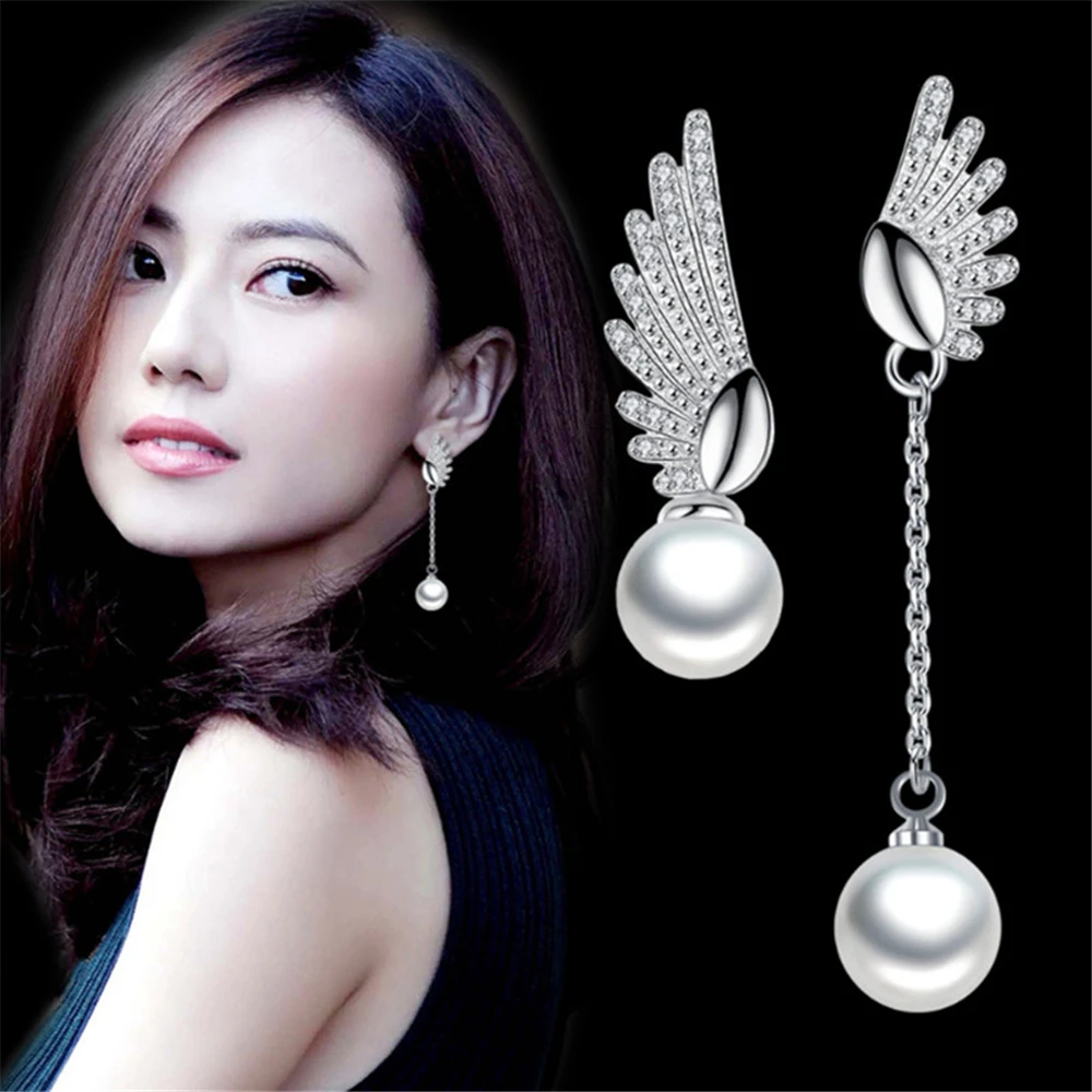 Женские серьги подвески из серебра 925 пробы|earring wing angel|earrings dropsearrings wings |