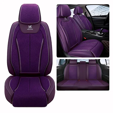 Purple Автомобили кожа и лен автомобильные чехлы на сиденья машины для toyota все модели toyota rav4 toyota corolla chr land cruiser prado premium - Название цвета: Purple