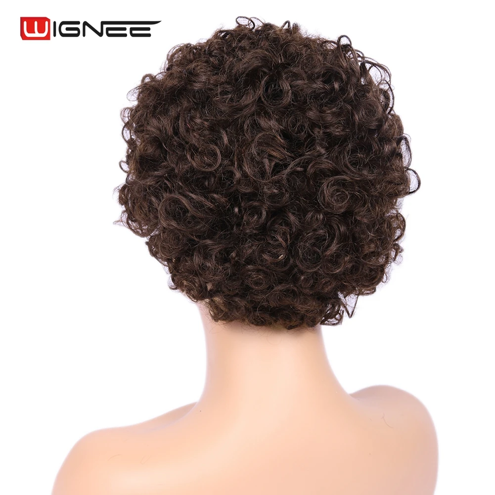 Wignee Brazilian Human Hair Wigs For Black/White Women 150% High Density Short Jerry Curl Remy Hair Machine Made Curly Human Wig