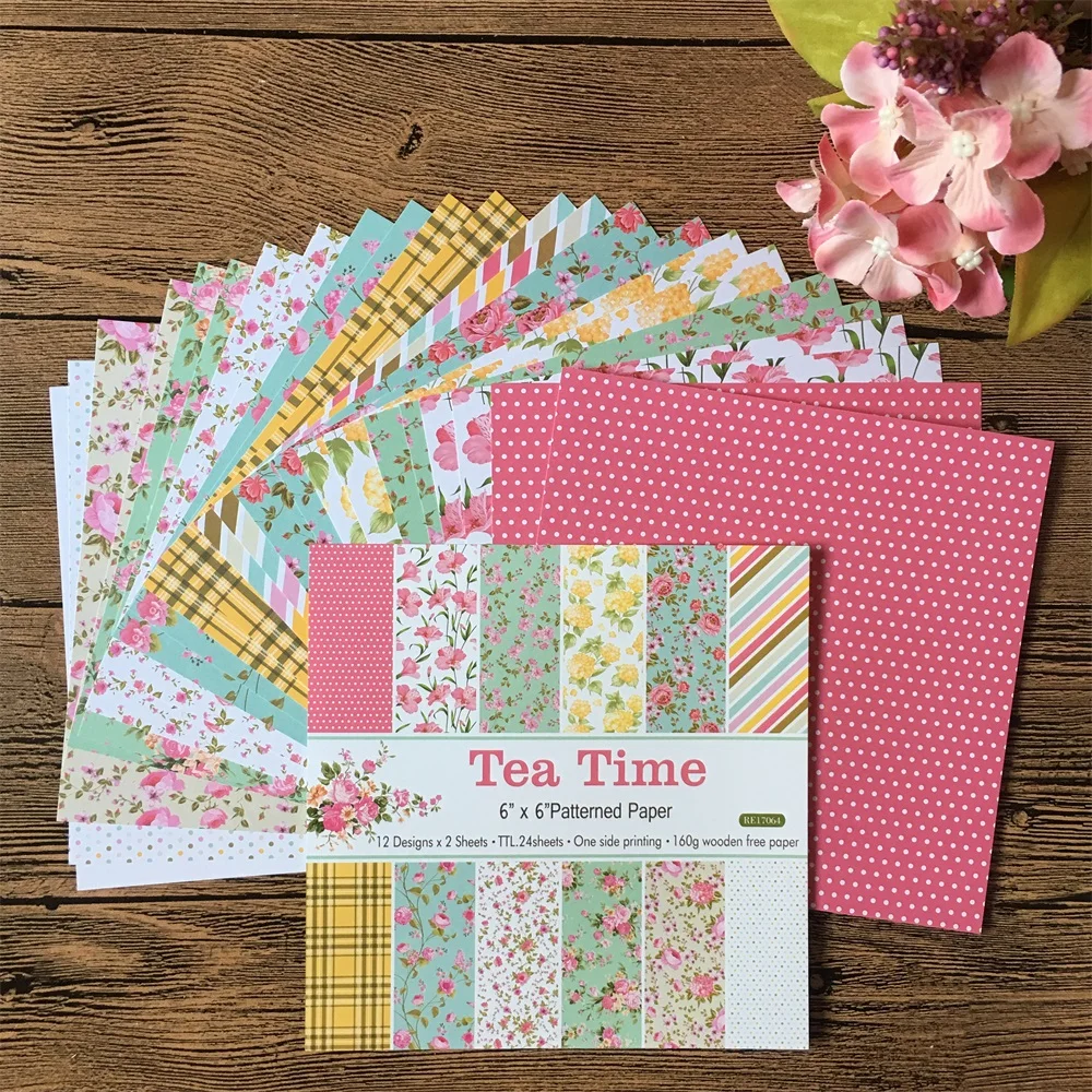 

24pcs/Pack 6*6inch Afternoon Tea Time Patterned Paper Pack Scrapbooking DIY Planner Card Making Journal Project Letter Pad