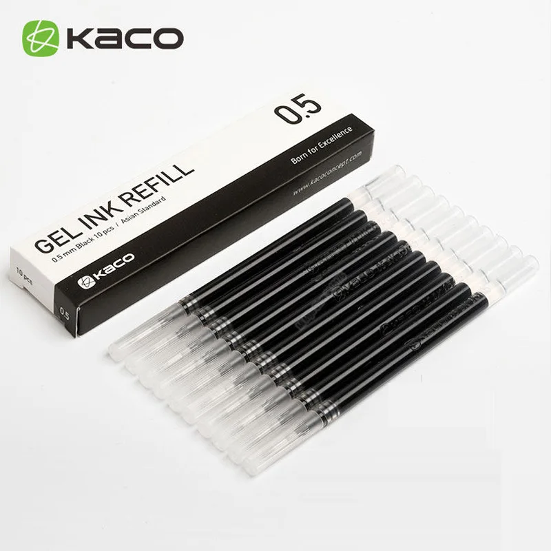 Black Ink 5 шт./упак. Xiaomi KACO 0,5 мм знак ручка гладкая чернила прочный подписи 5 цветов для студентов школы/офисных работников - Цвет: Black Ink