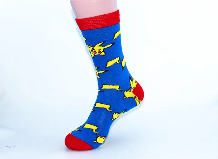 Cartoon comic Pokemon Pokeball socks Captain America Novelty funny comfort red woman cool Sock ankle hip hop skarpetki meskie