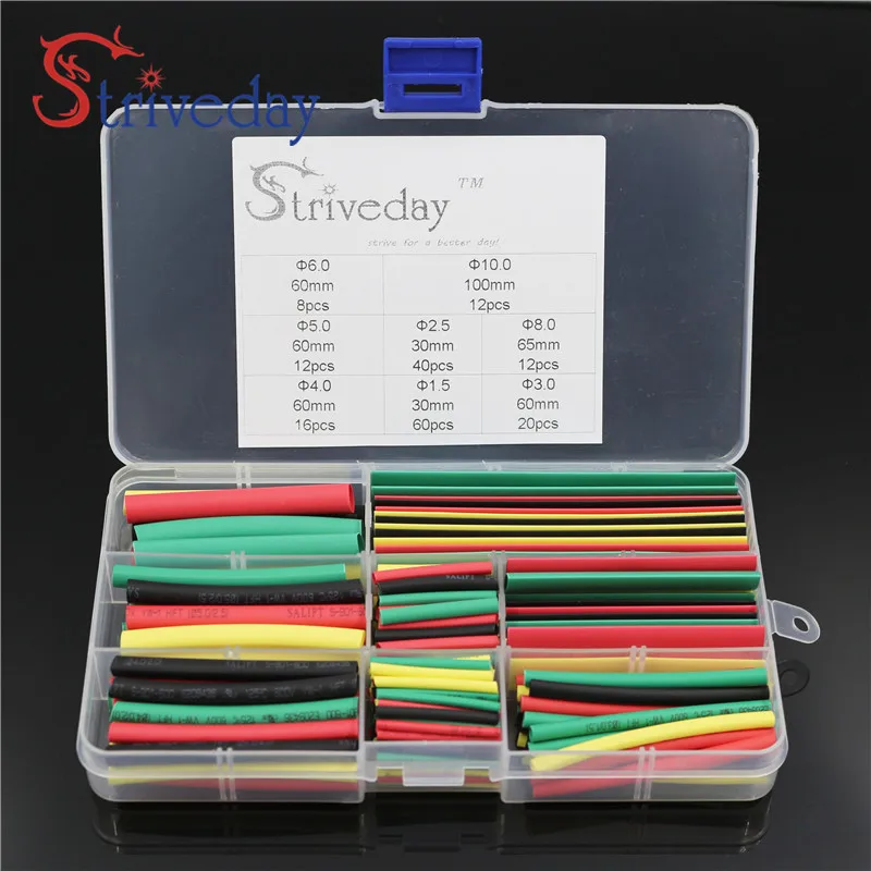 Набор термоусадочных трубок Striveday 180 шт. 1 5 мм 2 3 4 6 8 10 мм|cable checker|cable bladecable rib |