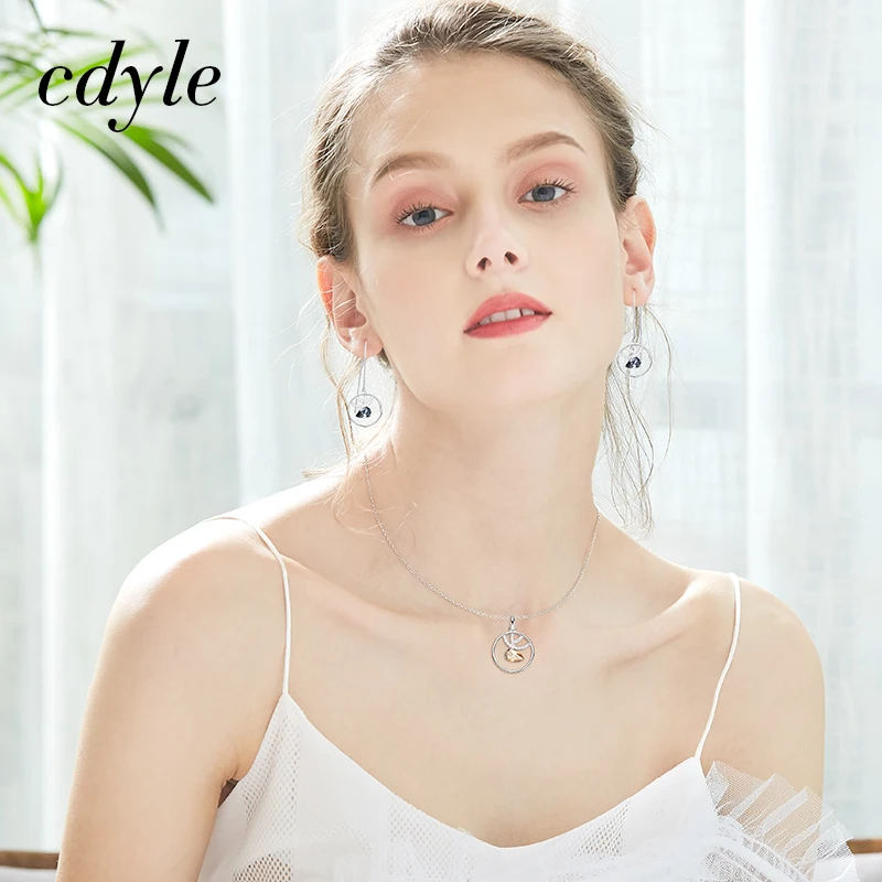 Cdyle 925 Стерлинговое серебро рога кулон украшенный кристаллами Девушки Bijoux