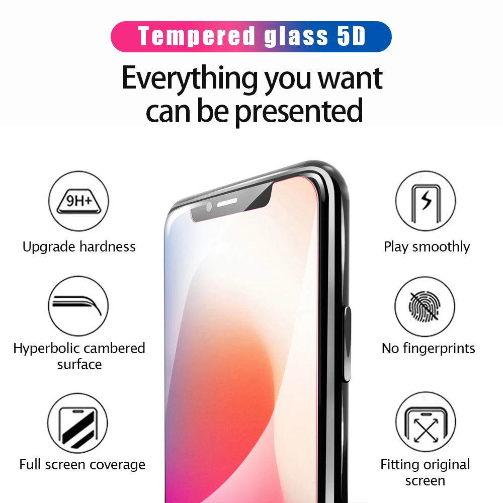 Wellzly 5D Полное покрытие экрана протектор стекло для iPhone 6 6s 7 8 X изогнутые края