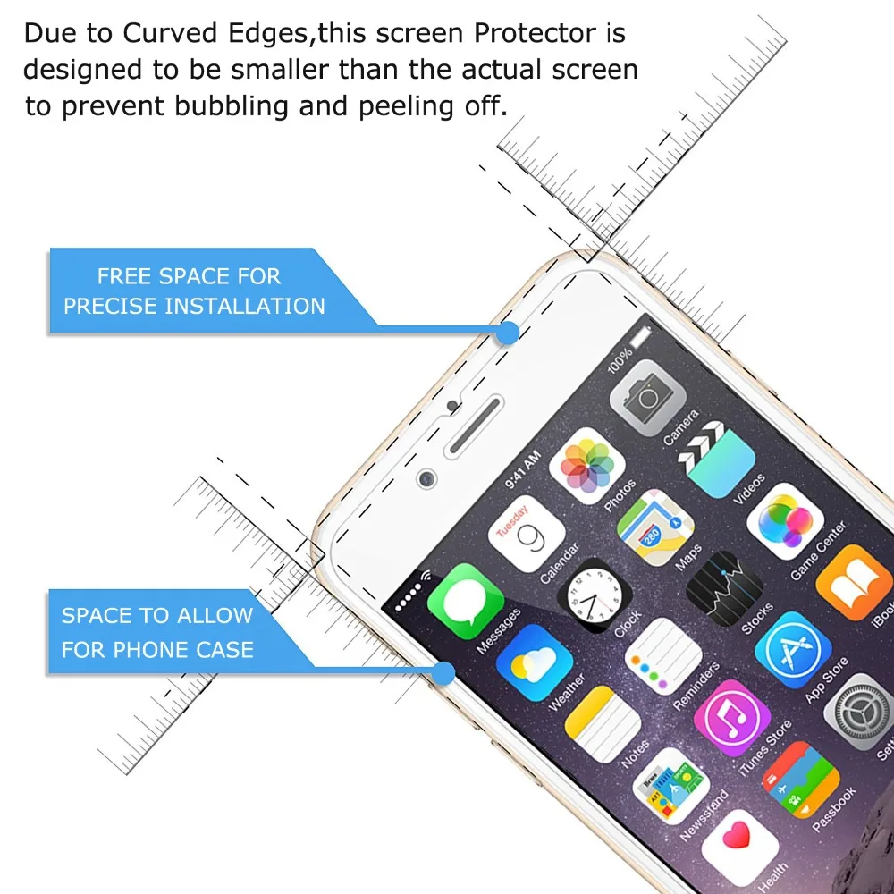 2 шт. в упаковке Akcoo Премиум Закаленное стекло экран протектор для Apple iPhone 6 6S