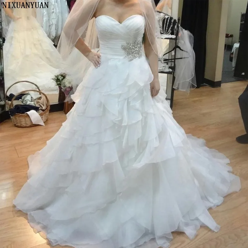 

Vestido De Noiva Сексуальная шея возлюбленной выпускного вечера платье органза Бисероплетение Пляж свадьба платья на заказ
