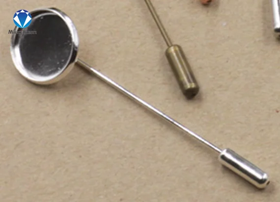 Rhodium MINGXUAN 10 шт. 12-20 мм Круглый Кабошон База длинный нагрудный знак брошь пустые настройки 6 цветов покрытием DIY брошь, ювелирные изделия, аксессуары - Цвет: Rhodium