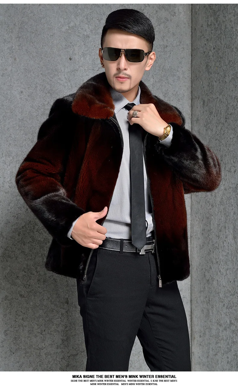 Winter Men Faux Mink Fur Hooded Artificial Fur Coats Male zipper Fur Outerwear Plus Size Fur Jacket HN217