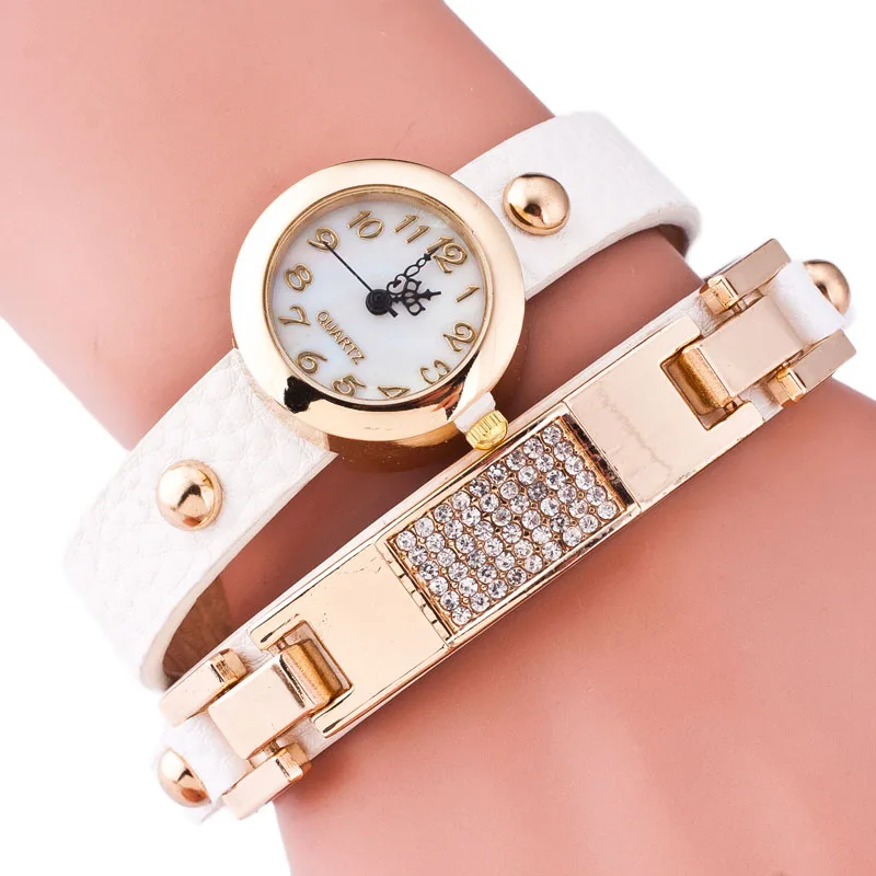 Новое поступление Многослойные Кожаный ремешок кварцевые часы Для женщин со