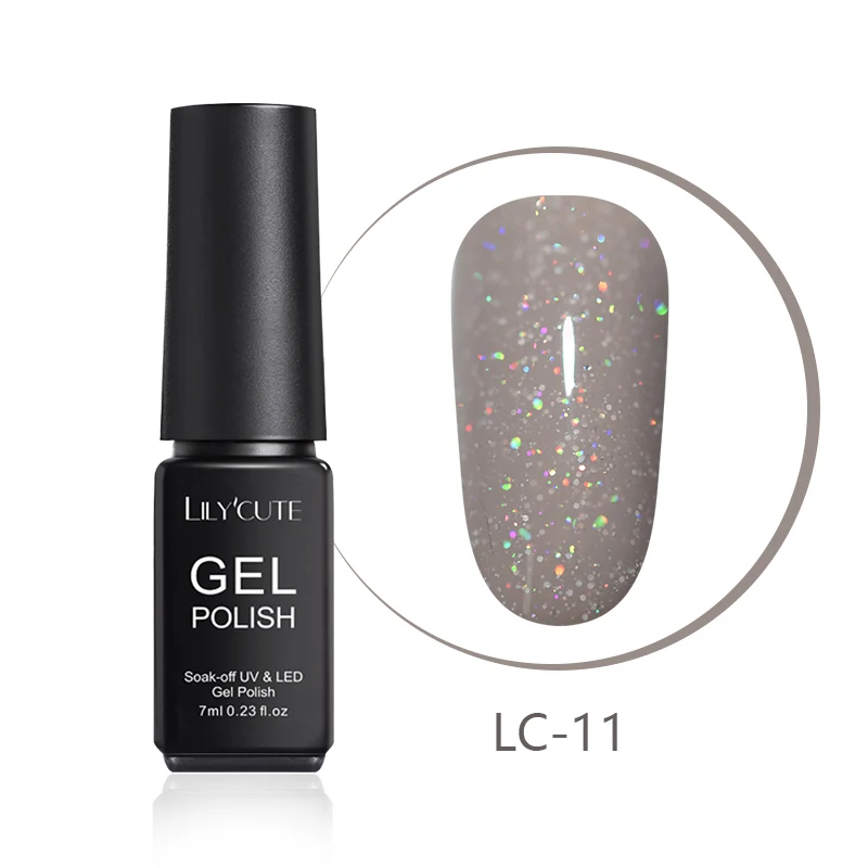 LC-11 LILYCUTE, 7 мл, блеск для ногтей, УФ-Гель-лак, блестящий, серый, фиолетовый цвета, замачивается, стойкий УФ гель для ногтей, Гель-лак - Цвет: LC-11