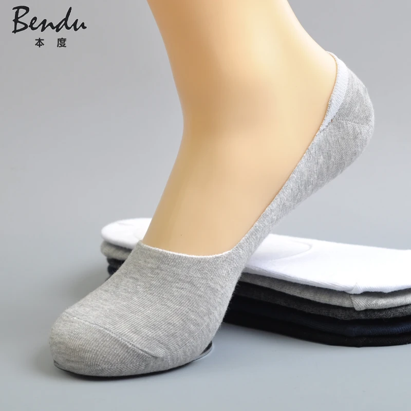 2017 Для мужчин хлопок носки невидимки Противоскользящие тапочки удобные с
