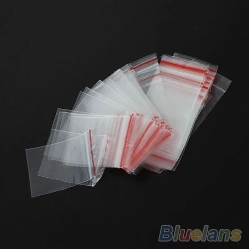 100 шт./лот прозрачные пакеты с замком на молнии пластиковые для хранения