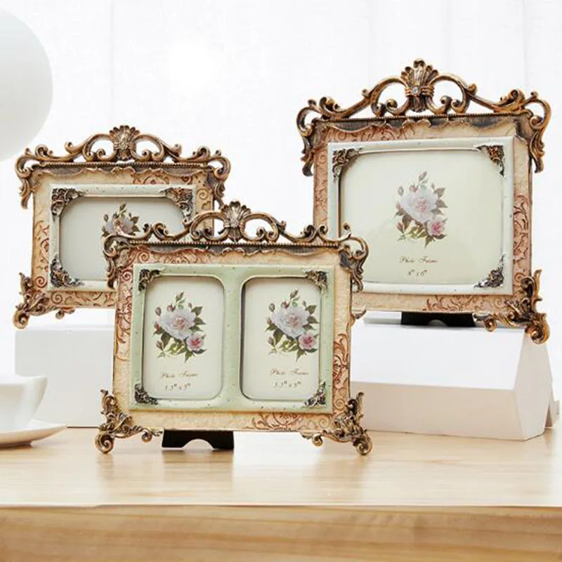 

Фоторамка в европейском стиле, фоторамка в стиле ретро из смолы, декоративное ремесло, декоративная рамка для офиса, спальни, 5/6/7/8 дюймов