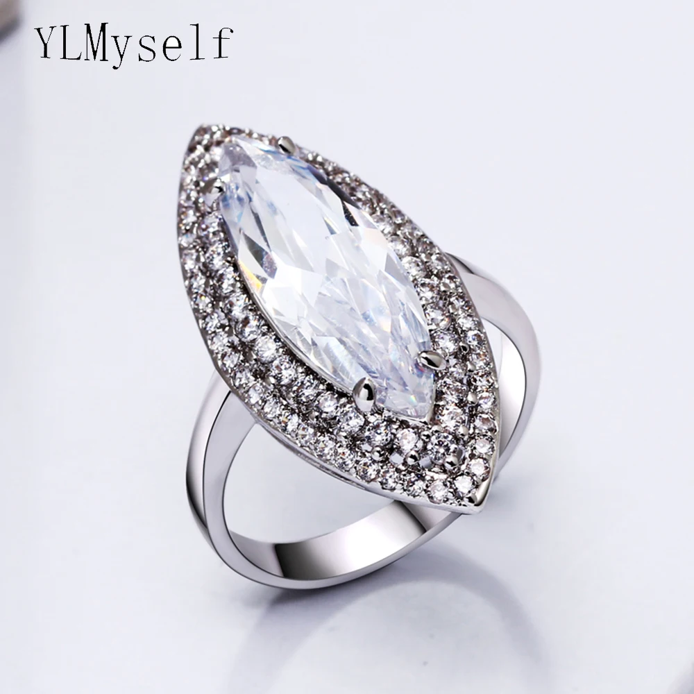 

Long Oval Design Rings With Big Stones White Fashion Jewelry Jewellery Fast Delivery Trendy Women's Accessories