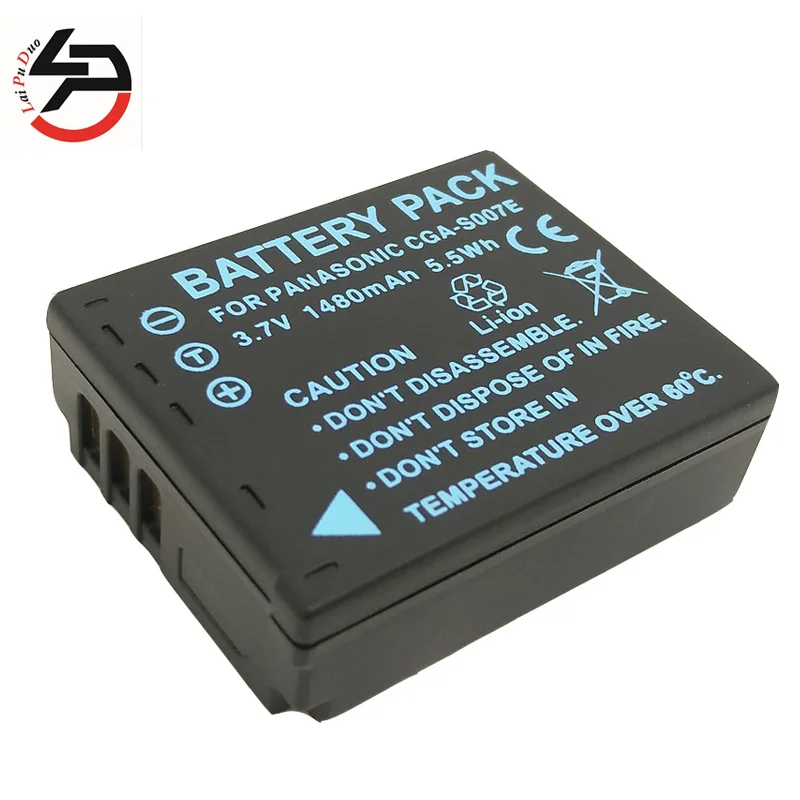 Laipuduo 1480mah 100% брендовая запасная батарея для фотоаппарата Panasonic CGA-S007E CGA-DU07 CGA-DU12 TZ2
