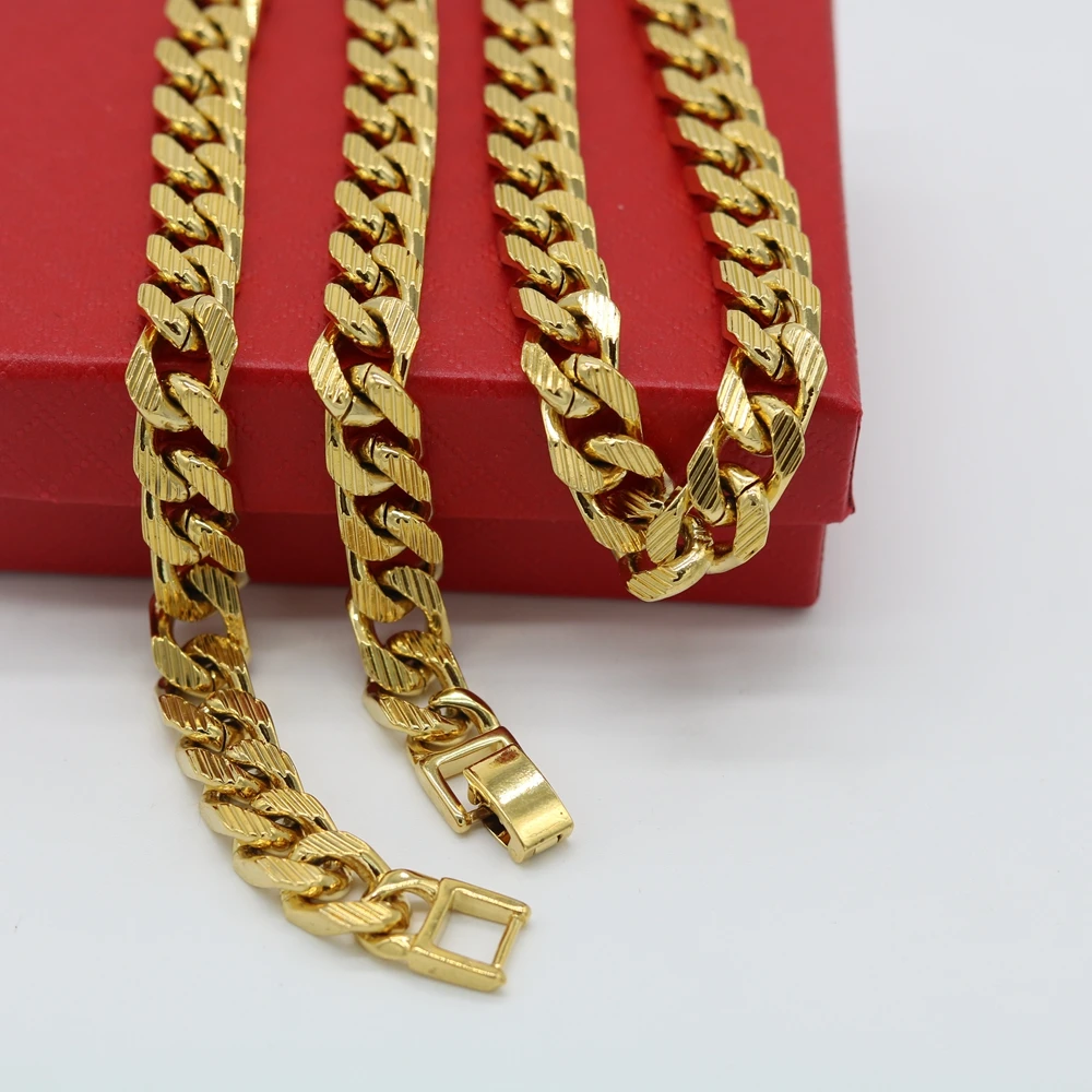 

Classic Mens Necklace Yellow Gold Filled Statement Chain Mens Jewelry 60cm Long