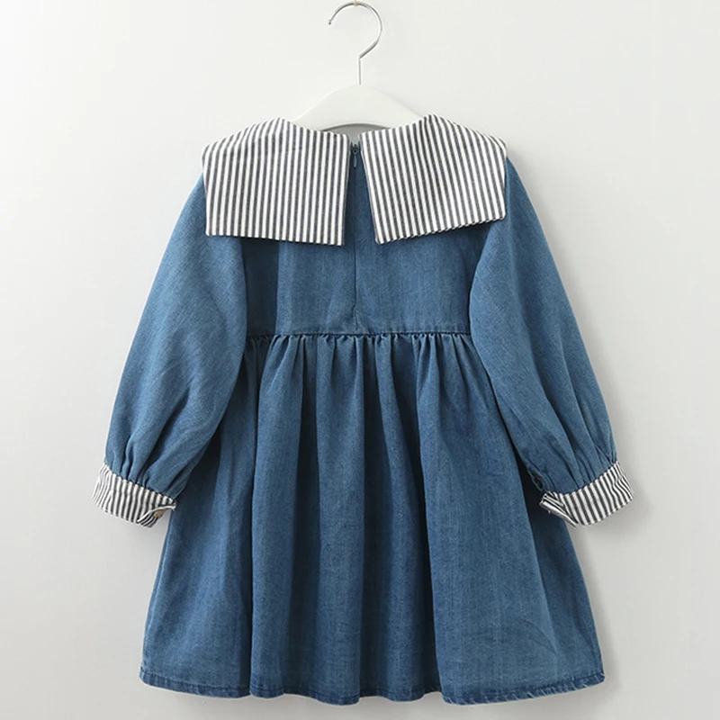 Платье из джинсовой ткани Bear Leader для девочек весеннее модное платье в полоску с
