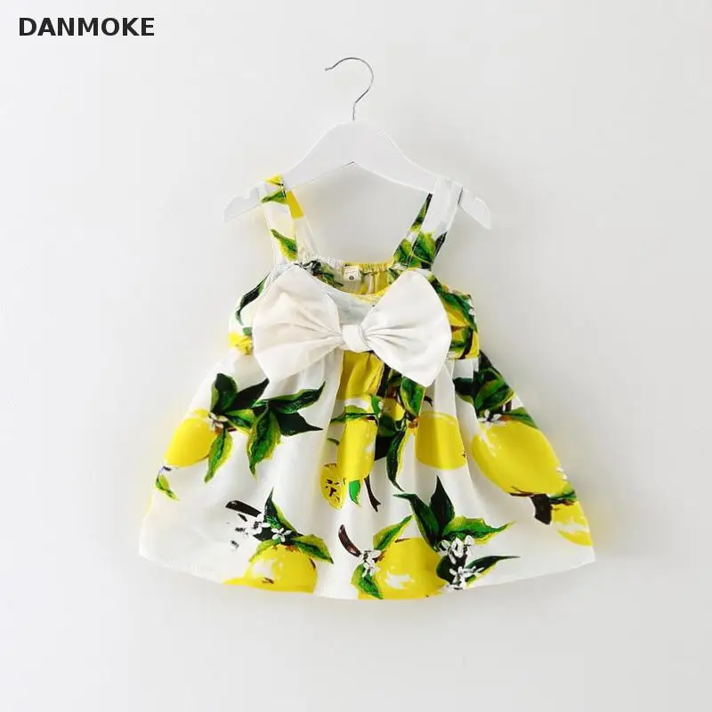 Danmoke/2017 г. Новое платье для малышей платья маленьких девочек одежда с принтом
