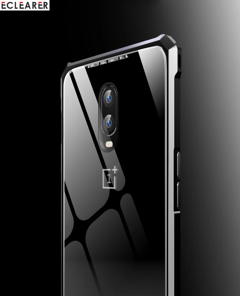 Чехол для OnePlus 6T One Plus 6T премиум-класса, алюминиевый металлический чехол в форме бриллианта для OnePlus 6T 9 H, прозрачная задняя крышка из закаленного стекла