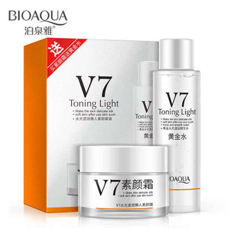 Крем BIOAQUA V7 Lazy черный отбеливающий увлажняющий тоник с контролем жирности два