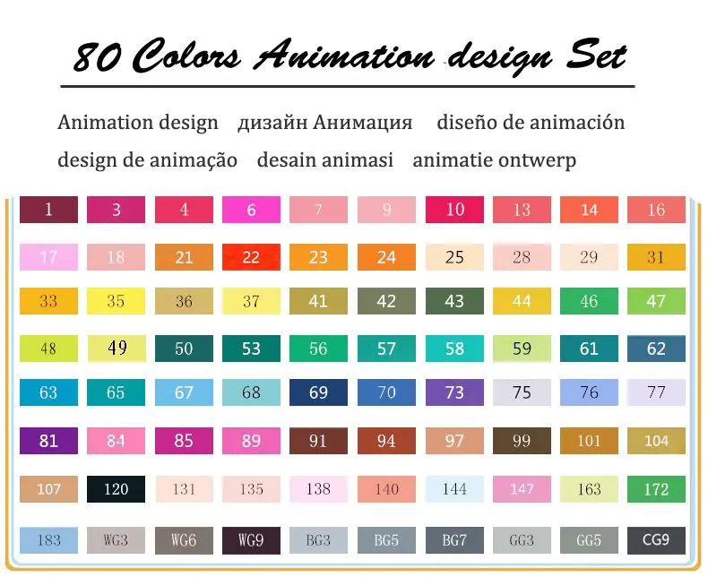 80 Animation Set TOUCHFIVE 30/40/60/80/168 Цвета Набор для рисования алкоголя двуглавый маркеры набор кистей и ручек манга чертежный вкладыш жирной граффити ручка - Цвет: 80 Animation Set
