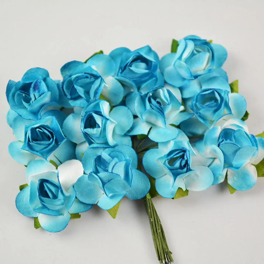 Хорошее качество 2 см маленькие бумажные цветы шелковицы букеты розы Букет 144