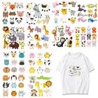 С героями мультфильмов и животными набор патчей Переводные Детские костюмы сделай сам, футболка с аппликацией в виде единорога морской жизни наклейки теплопередачи 3D