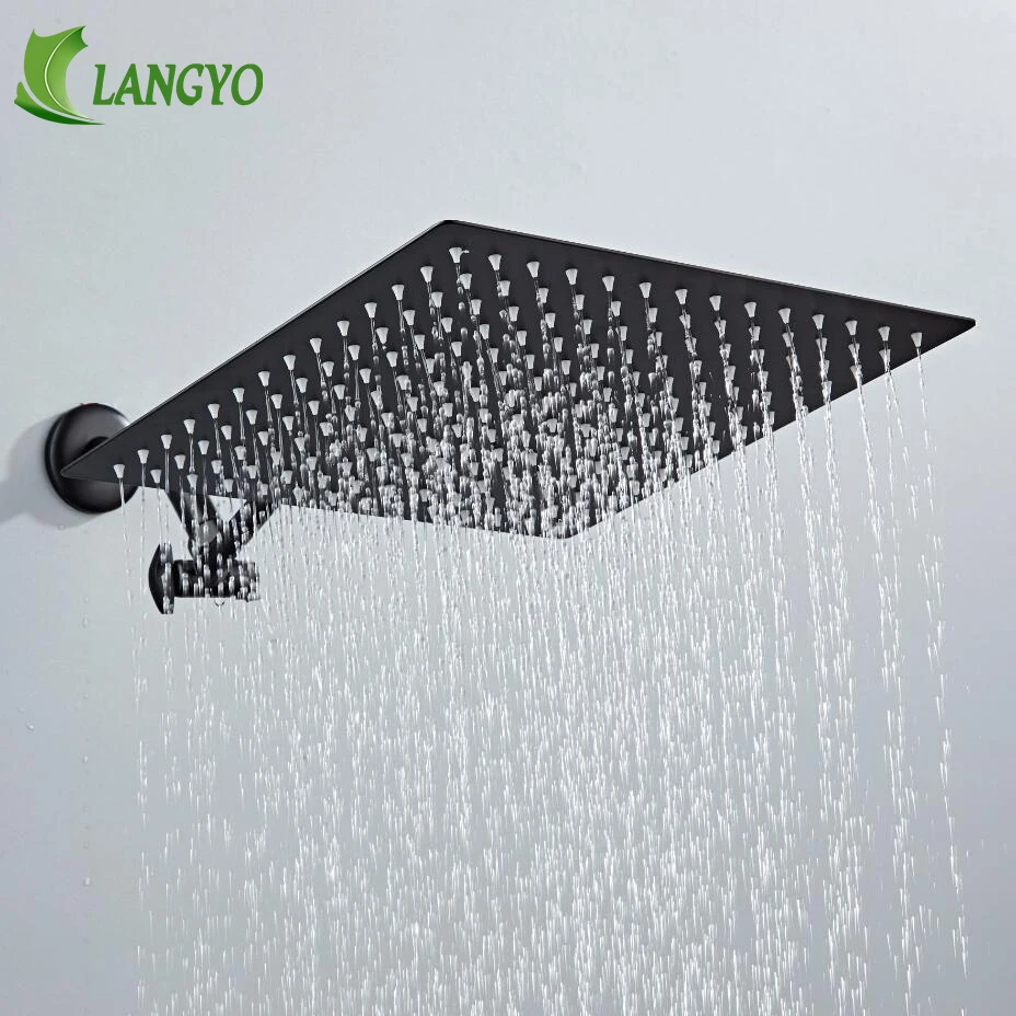 stainless steel black bathroom ultrathin 2 mm rain shower head 81012 inch wall ceiling square round rainfall shower head free global shipping