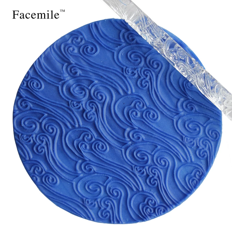 Текстурный тисненый акриловый катящийся штифт морской волны для сахарного