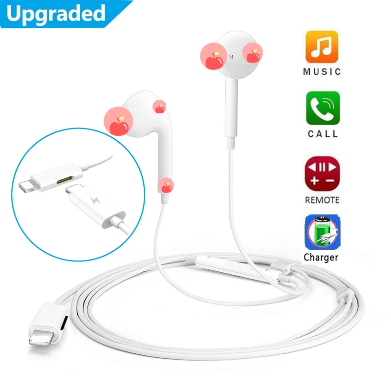 White Наушники Bluetooth в ухо с микрофоном и функцией зарядки, Спортивная Проводная гарнитура для iPhone 6S 7 8 Plus X XR XS Max iPad - Цвет: White