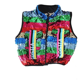 jacket Новая детская одежда в стиле хип-хоп с блестками для девочек, блестящая куртка укороченный топ, топы, рубашка, шорты, бальный костюм для джазовых танцев - Цвет: jacket