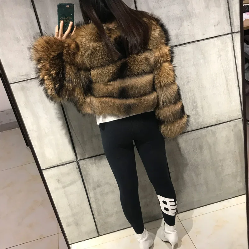 Из меха енота куртка для женщин настоящие кожаные пальто с мехом натуральная из