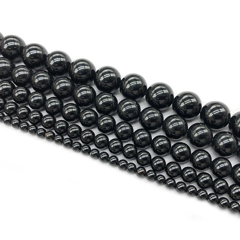 Оптовая продажа бусины из натурального камня гладкие круглые черного агата и