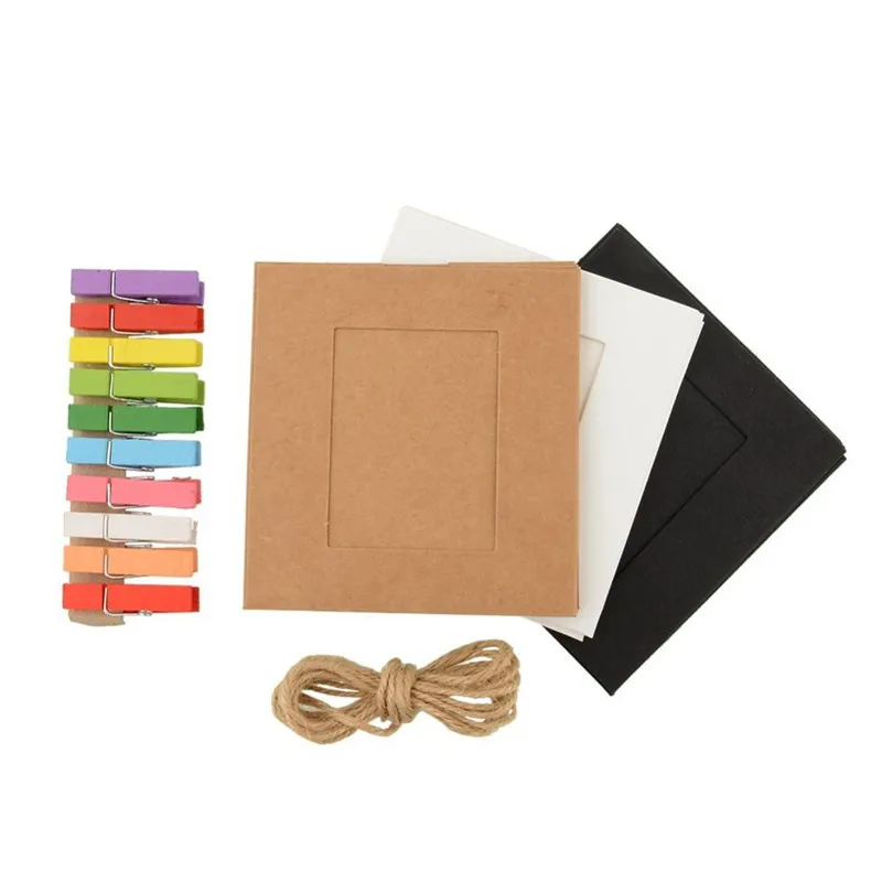 10X бумаги фоторамка 6 '' картина висит альбом галерея с конопли веревки клипы