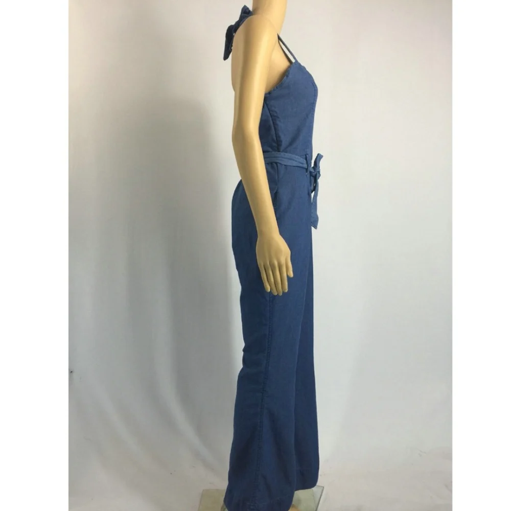 Jeans Slim Sexy Straps Blue Comfortable Jumpsuit Romper Full Length Trousers and Waistband Women Playsuit | Женская одежда